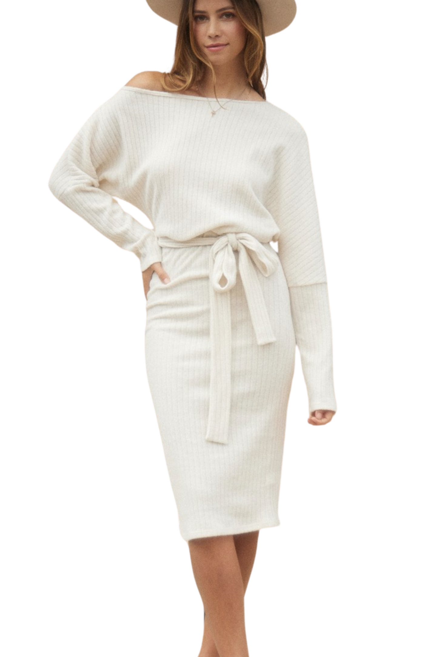 Drop Shoulder Long Sleeve Dress