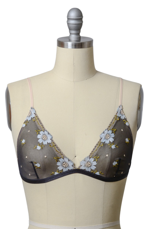 Floral Embroidered Mesh Bralette