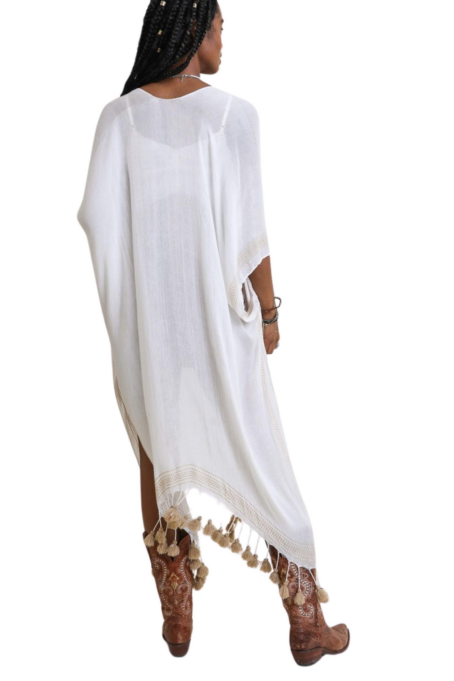 Longline Tassel Border Kimono