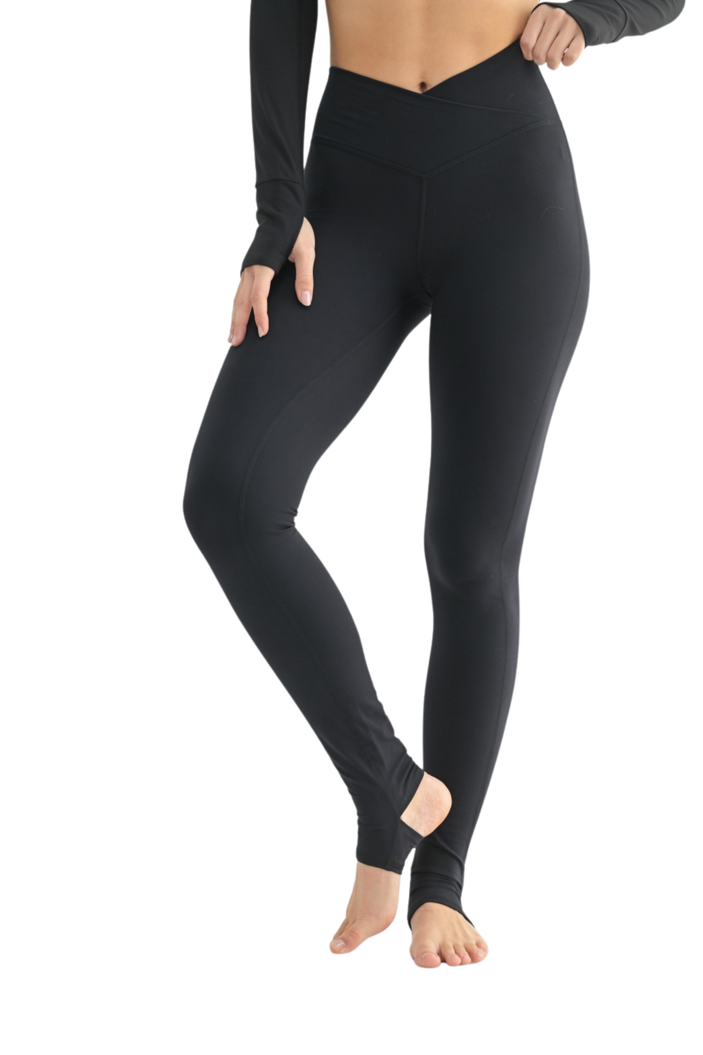 Performance Crossover Waist Leggings with Stirrups