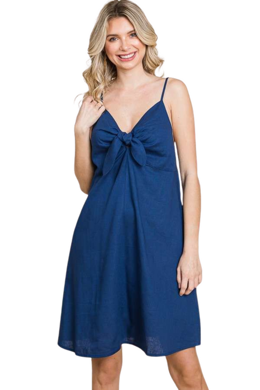 Tie Knot Cami Linen Blend Dress