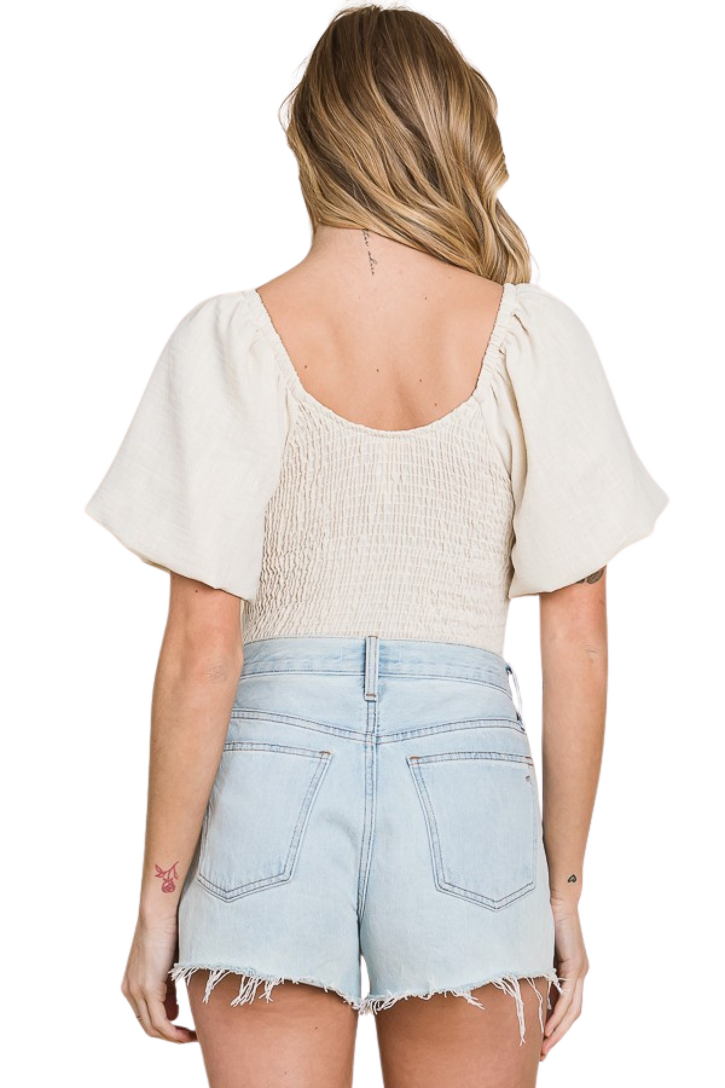 Puff Sleeve Ruched Bodysuit