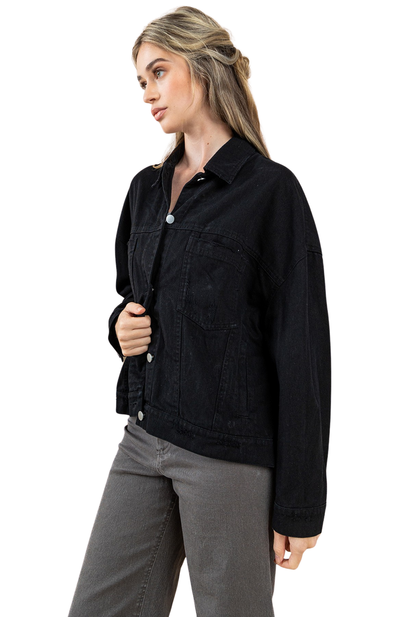 Woven Long Sleeve Colored Denim Jacket