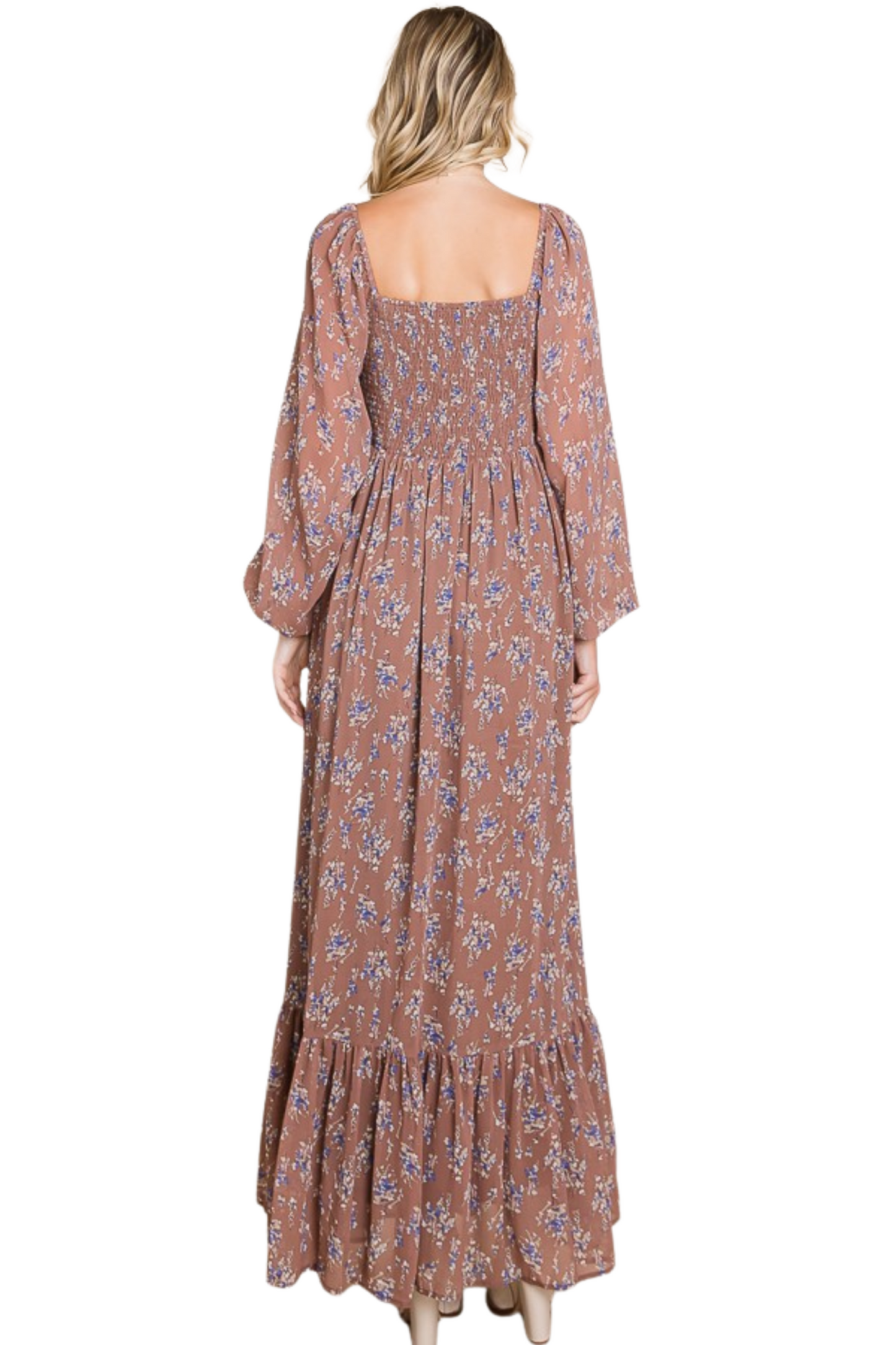 Floral Long Sleeve Flowy Maxi Dress