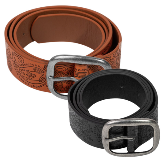 Whimsical Floral Etched Belt