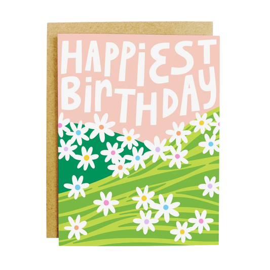 "Happiest Birthday" Daisy Flower Field Greeting Card