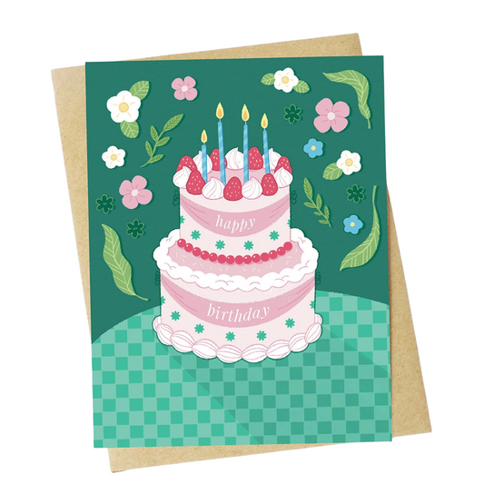 Happy Birthday Elegant Birthday Cake Party Card