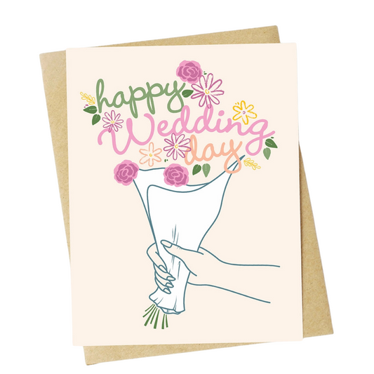 Happy Wedding Day Hand Bouquet Card