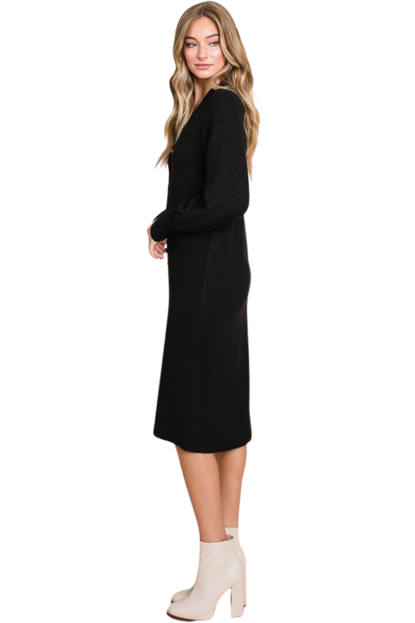 Long Sleeve Cardigan Knit Sweater Dress