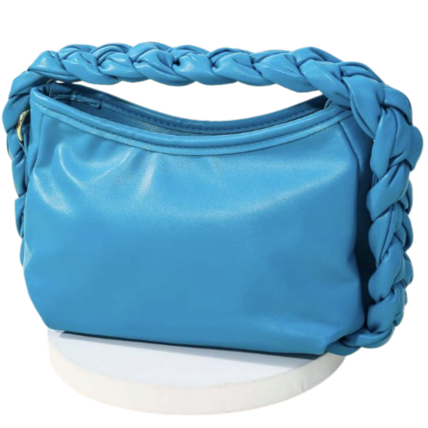 Faux Leather Braid Twist Handle Bag