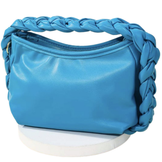 Faux Leather Braid Twist Handle Bag