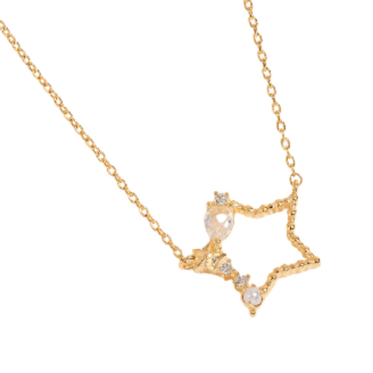 Rhinestone Cluster Star Pendant Necklace