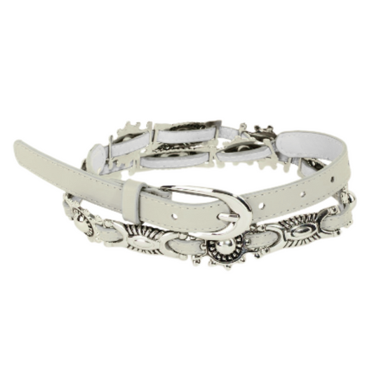 Metallic Belt with Silver Western Details