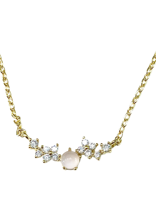 Opal Floral Bar Necklace