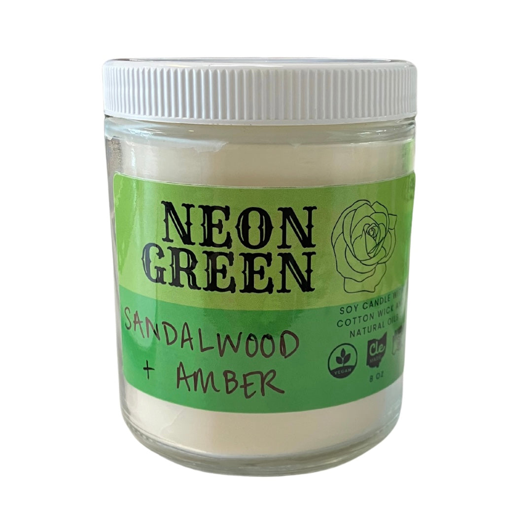 Neon Green 8 Ounce Soy Candle