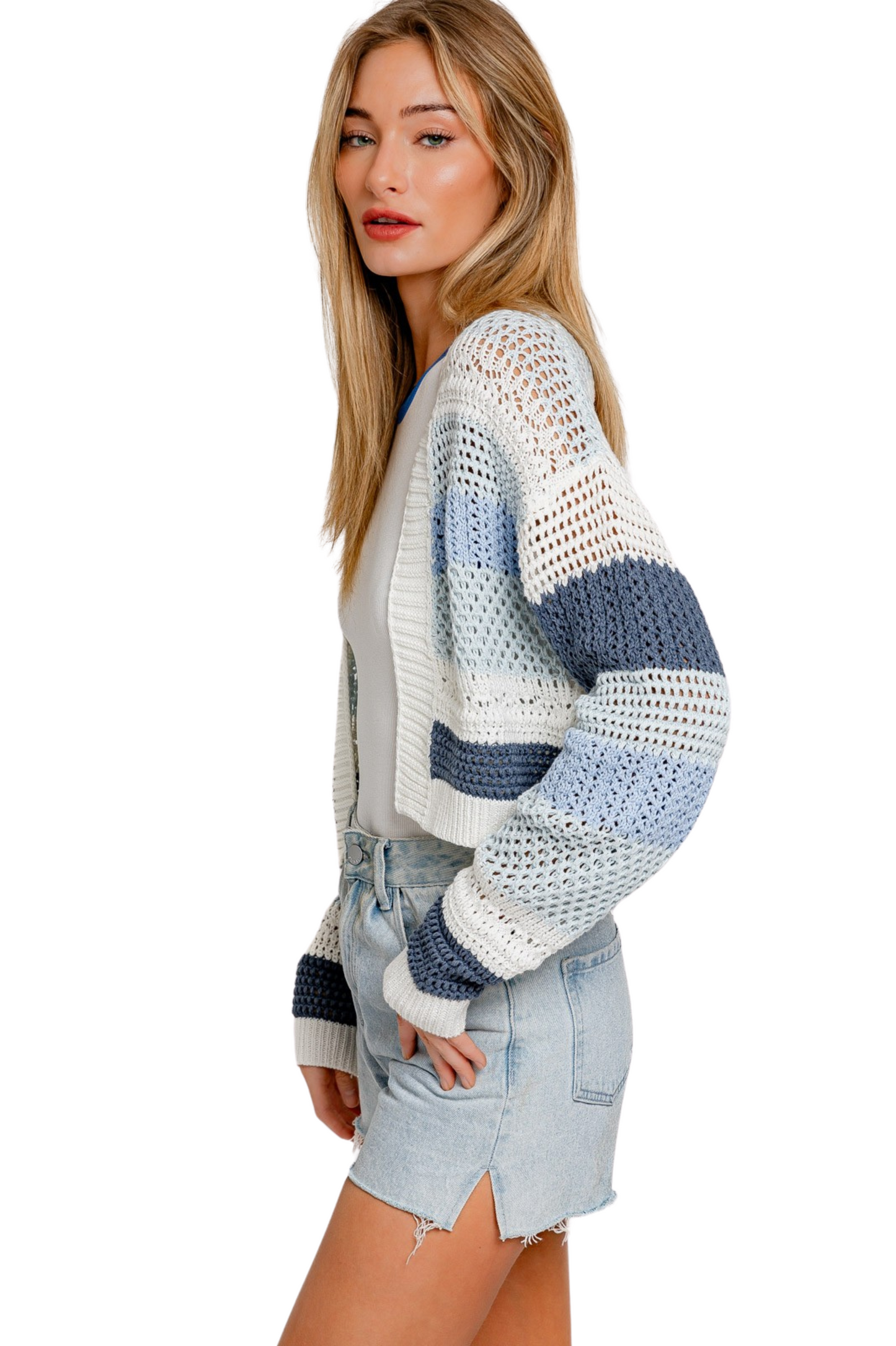 Open Knit Cropped Cardigan