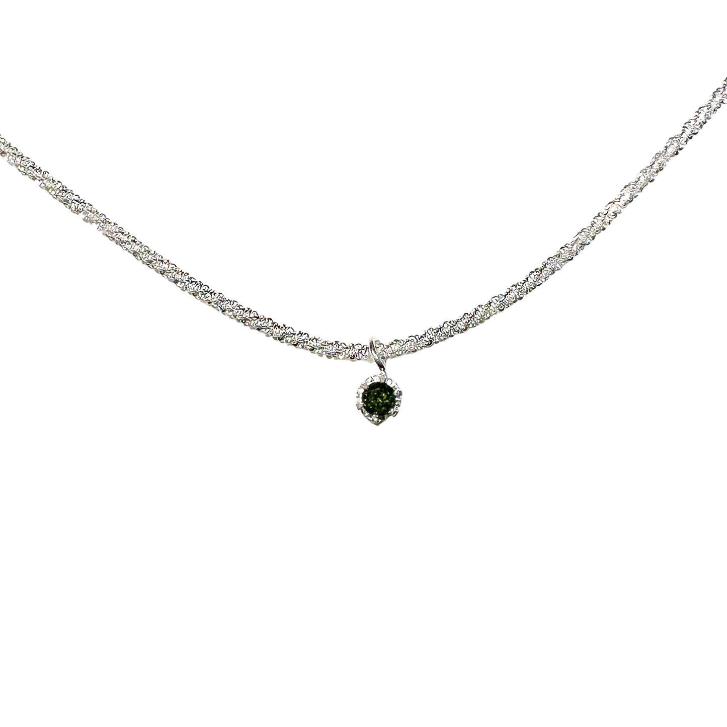 925 Sterling Silver & Green CZ Necklace