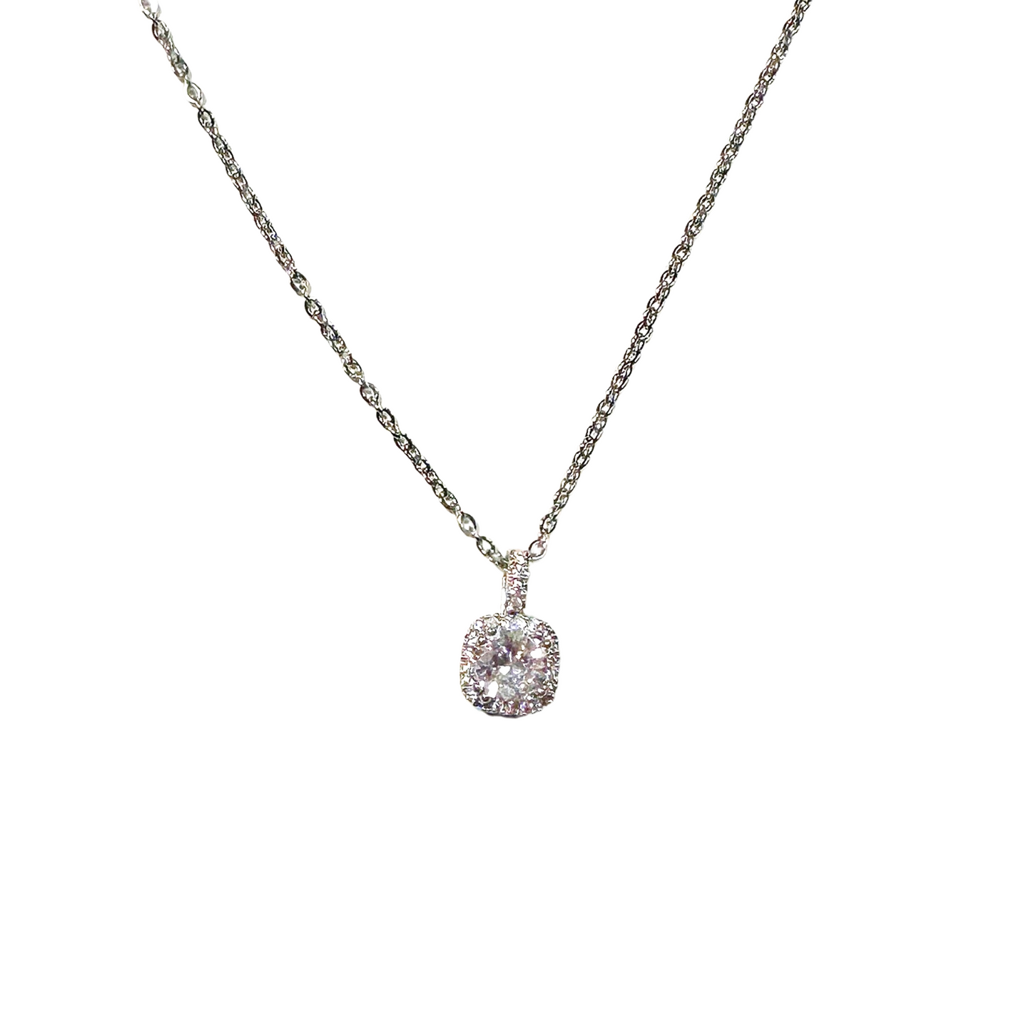 Halo CZ Stainless Steel Necklace