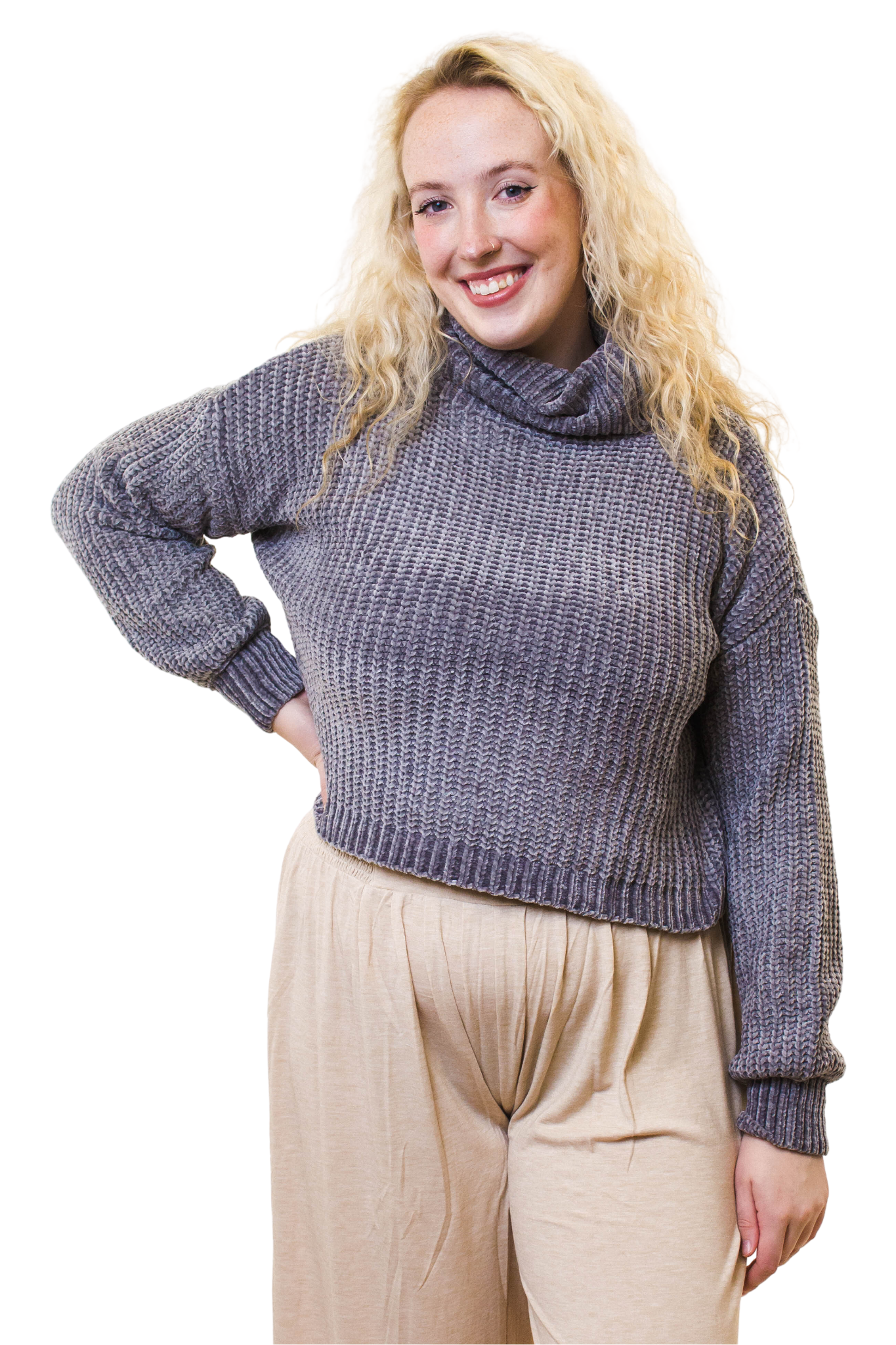 Chenille Slouchy Turtle Neck Sweater
