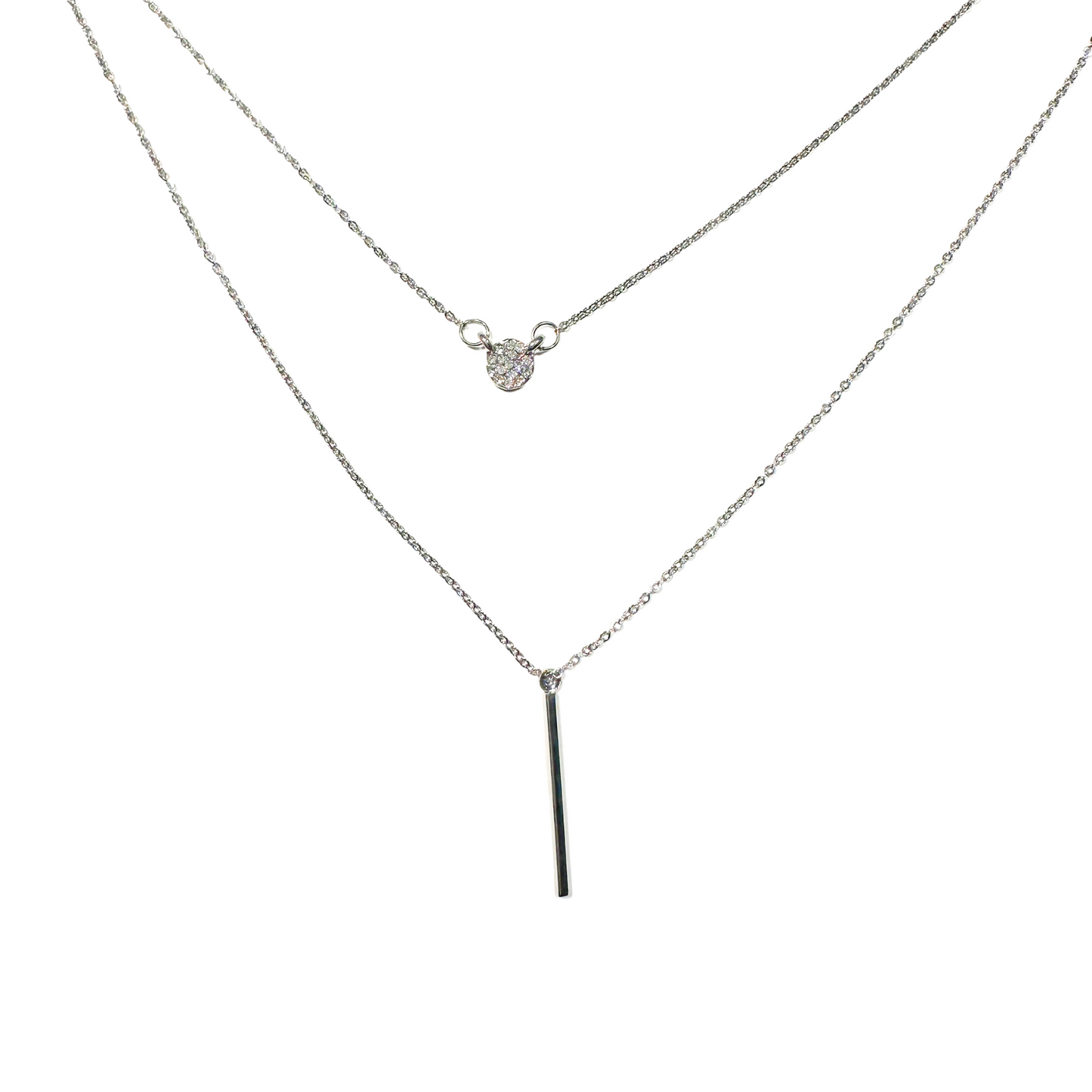 Double Layered CZ Stainless Steel Necklace