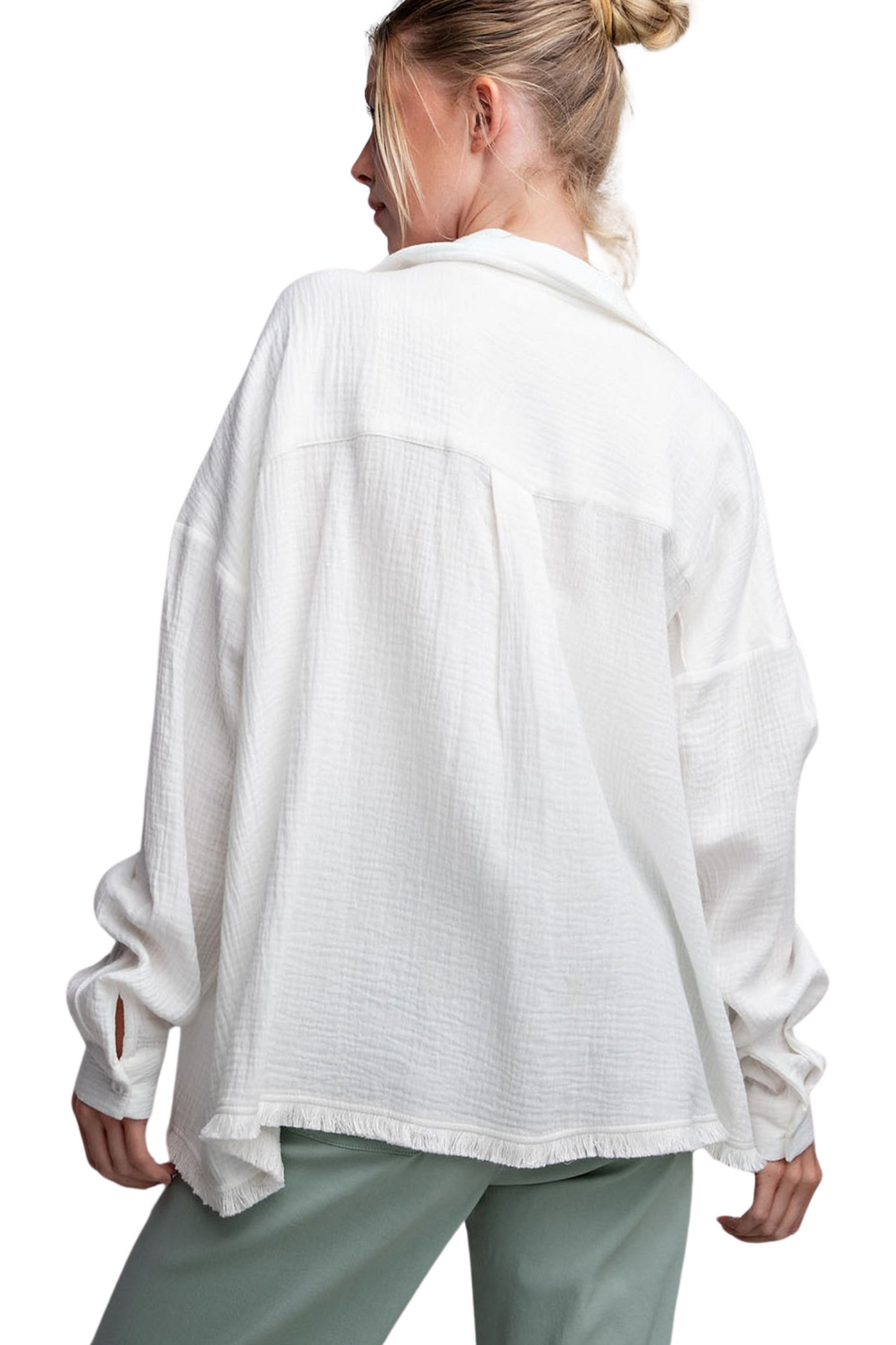 100% Cotton Gauze Button Down Long Sleeve