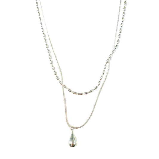 Double Layered Water Drop Pendant Necklace