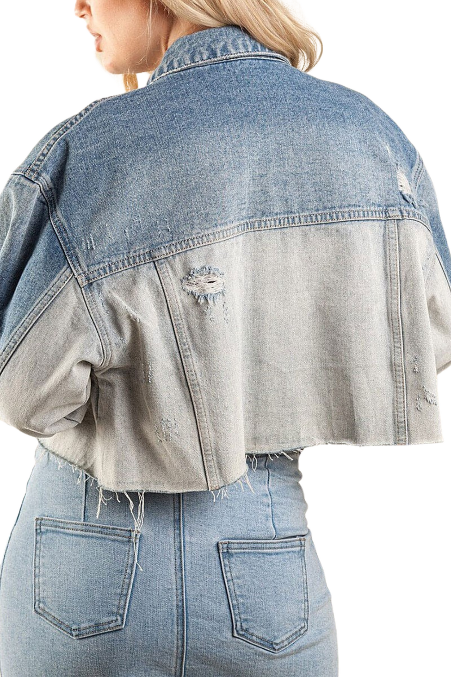 2 Tone Cropped Denim Jacket