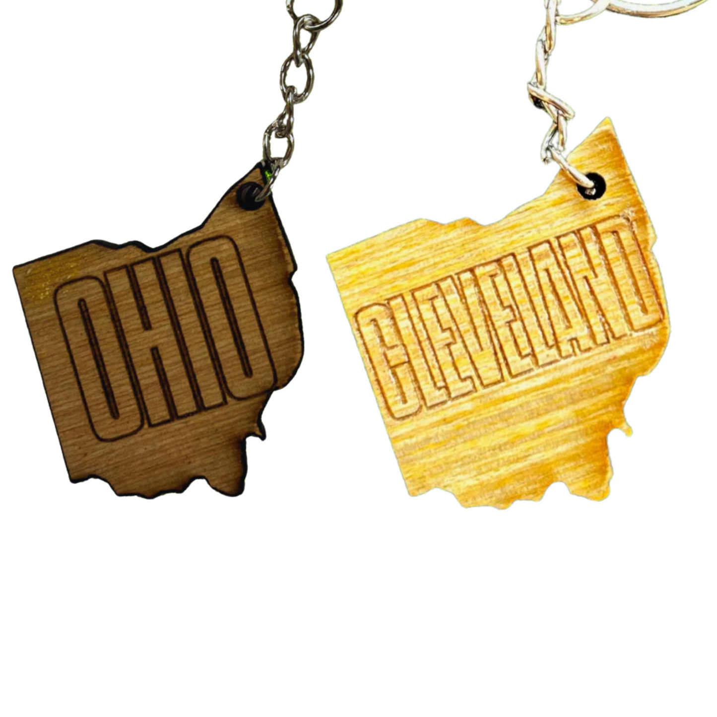 Laser Cut Wooden Cleveland Ohio Keychain
