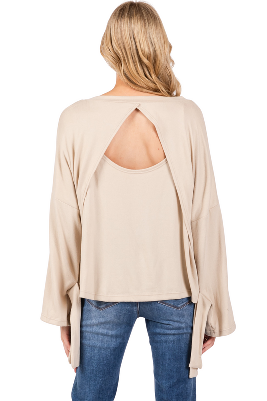 Open Back and Self-Tie Sleeve Top