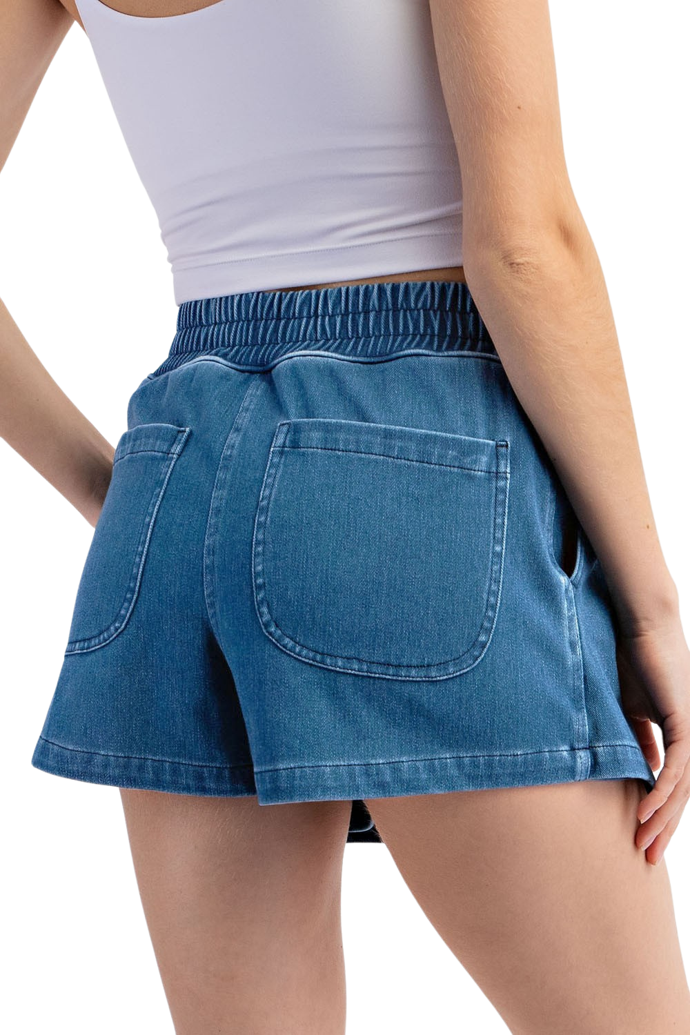 Denim Skort with Side & Back Pockets