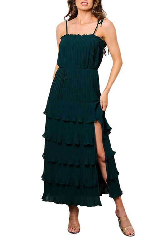 Ruffle Tiered Maxi Dress with Tie Cami Straps