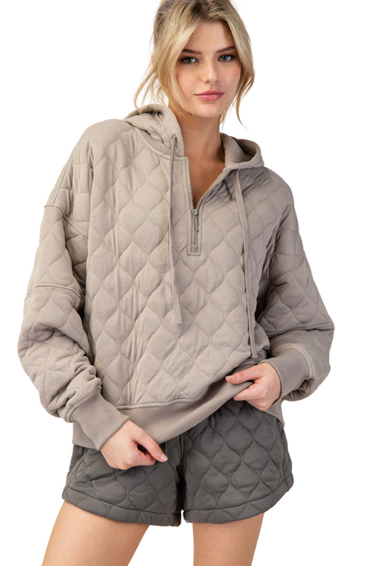 Quilted Quarter Zip Hoodie