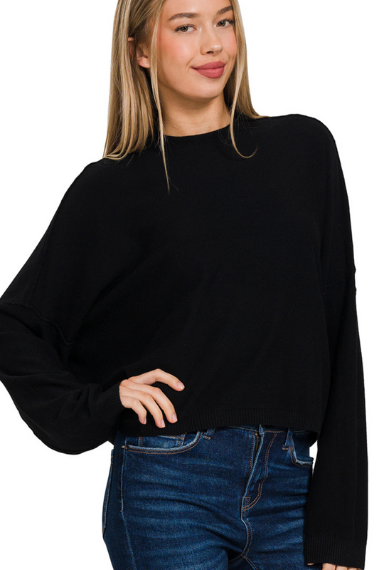 Mini Mock Neck Relaxed Sweater