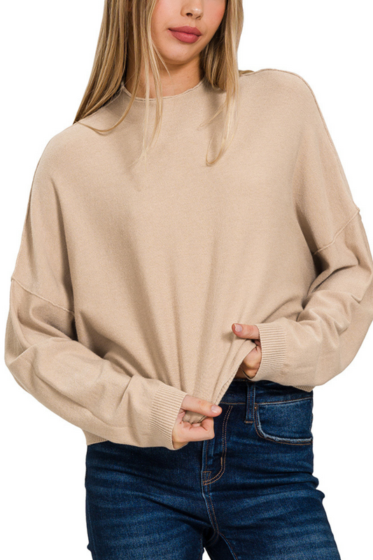 Mini Mock Neck Relaxed Sweater