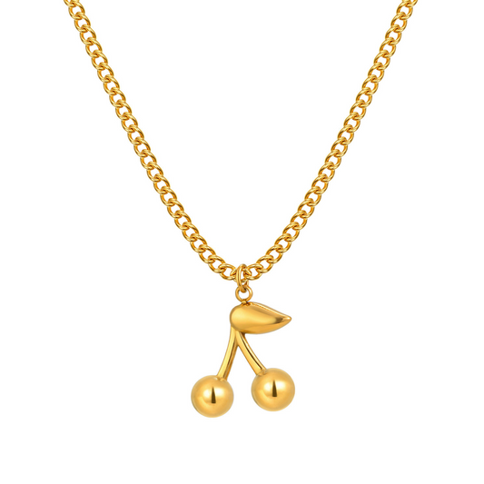 Stainless Steel Cherry Charm Necklace