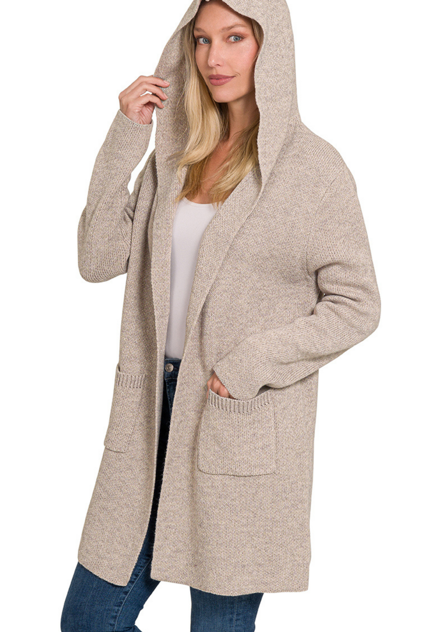 Hooded Open Cardigan