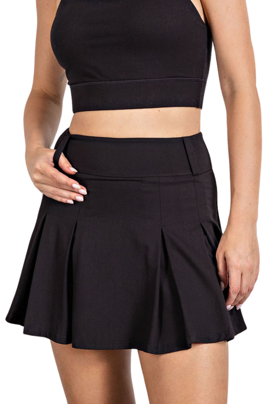 Pleated Butter Skort with Belt Loops