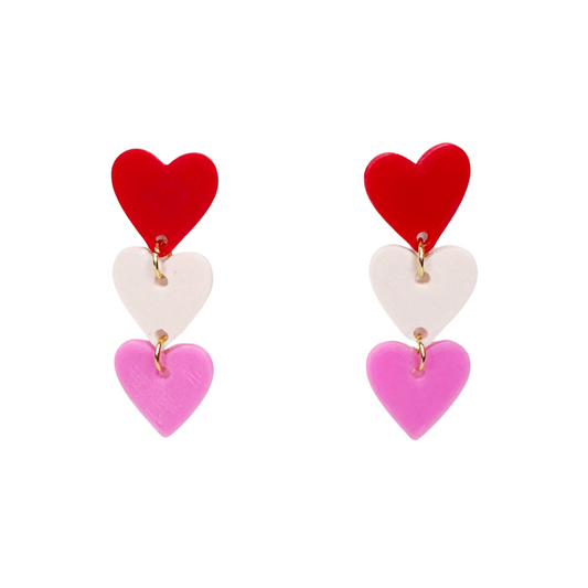 3D Printed Valentine's Day Heart Drop Earrings