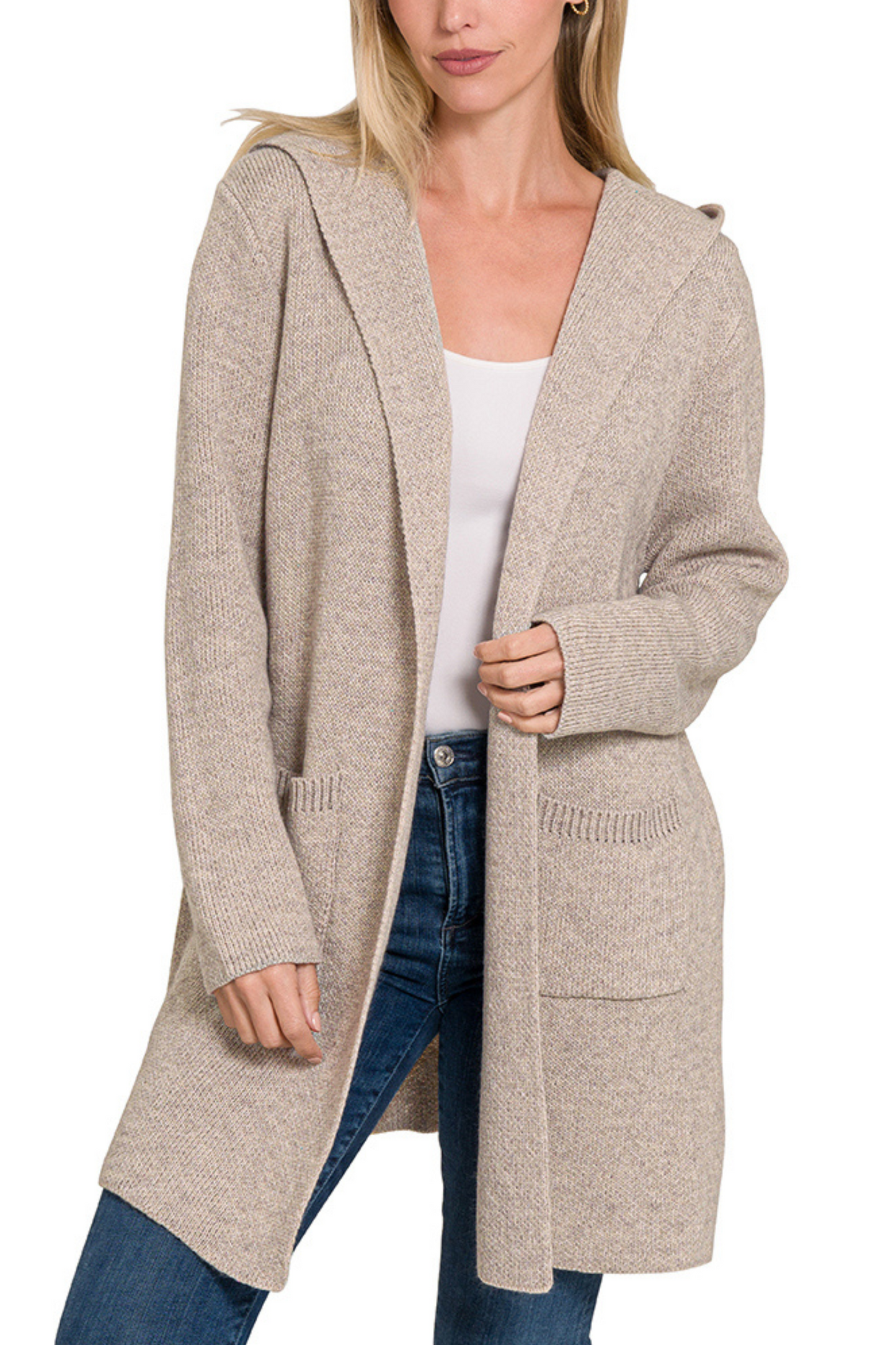 Hooded Open Cardigan