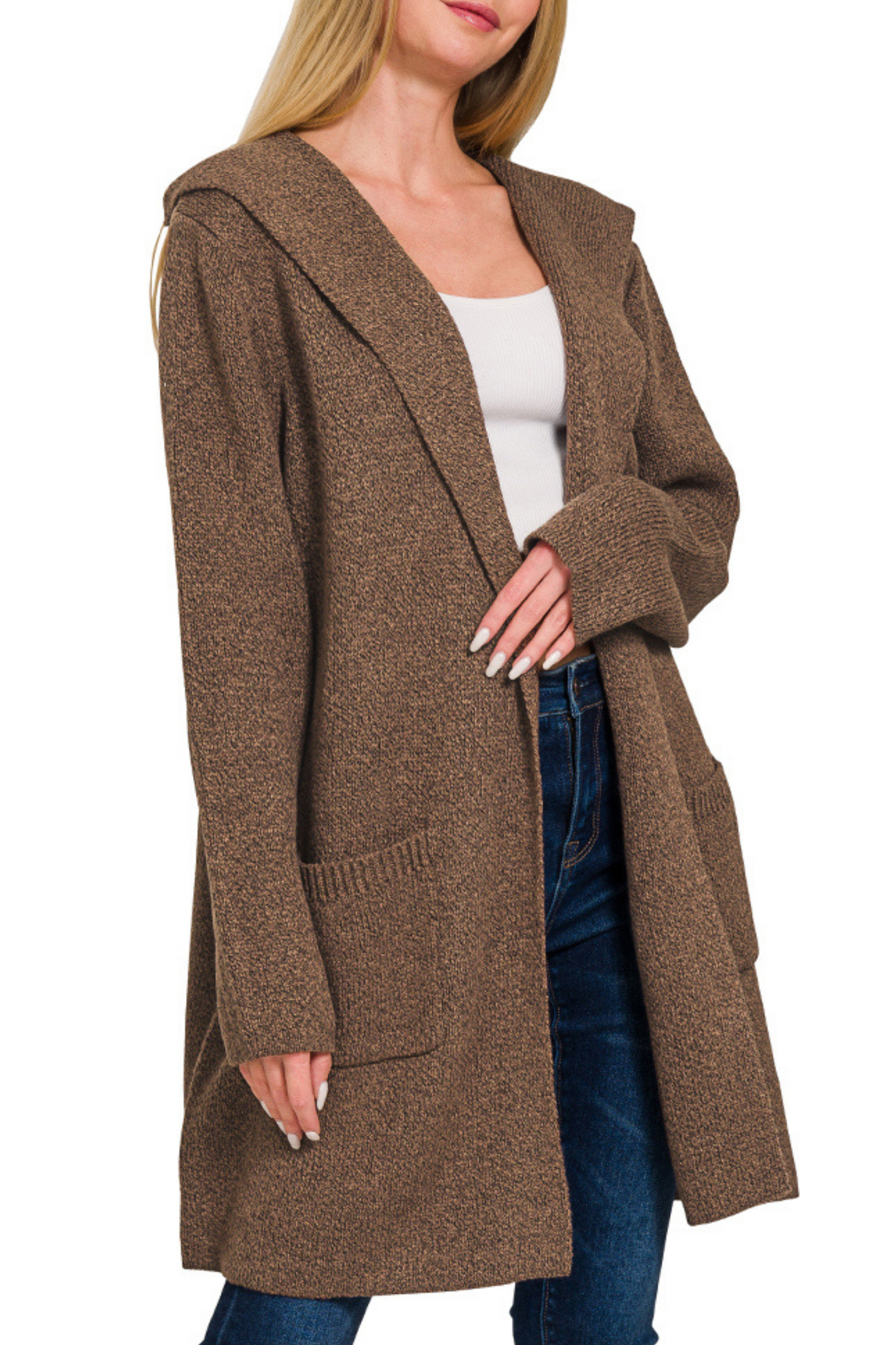 Hooded Open Cardigan