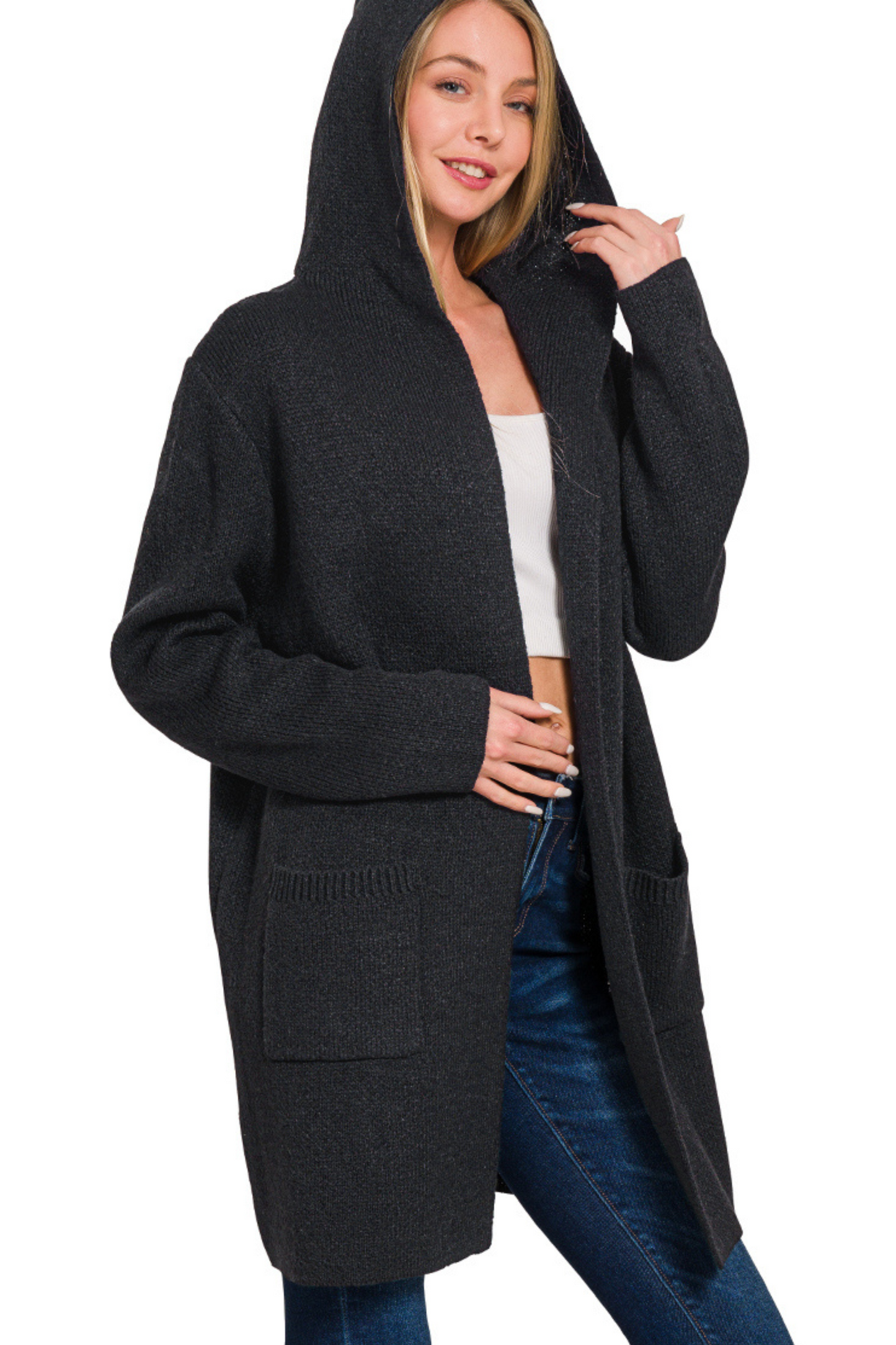 Hooded Open Cardigan