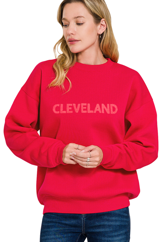 Hand Stamped Solid Fleece Crewneck Sweater