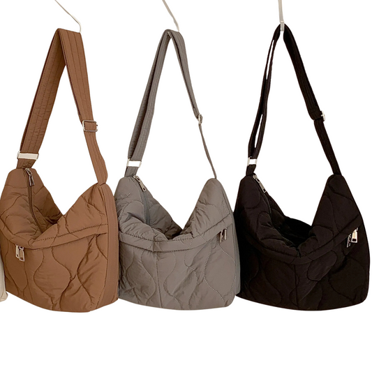Wavy Quilted Nylon Puffer Crossbody Bag