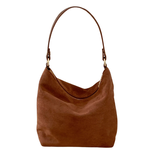 Faux Suede Crossbody Bag with Handle