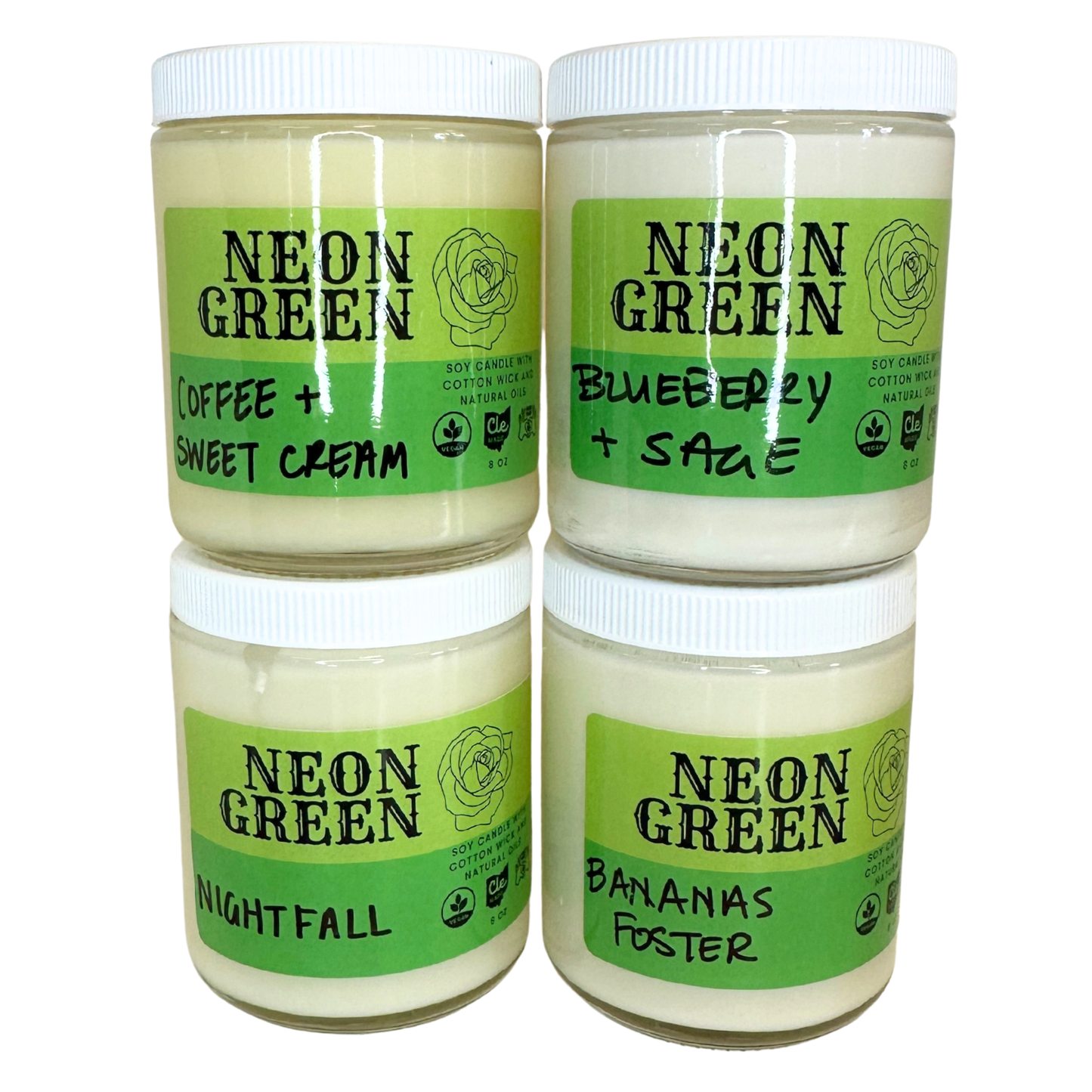 Neon Green 8 Ounce Soy Candle
