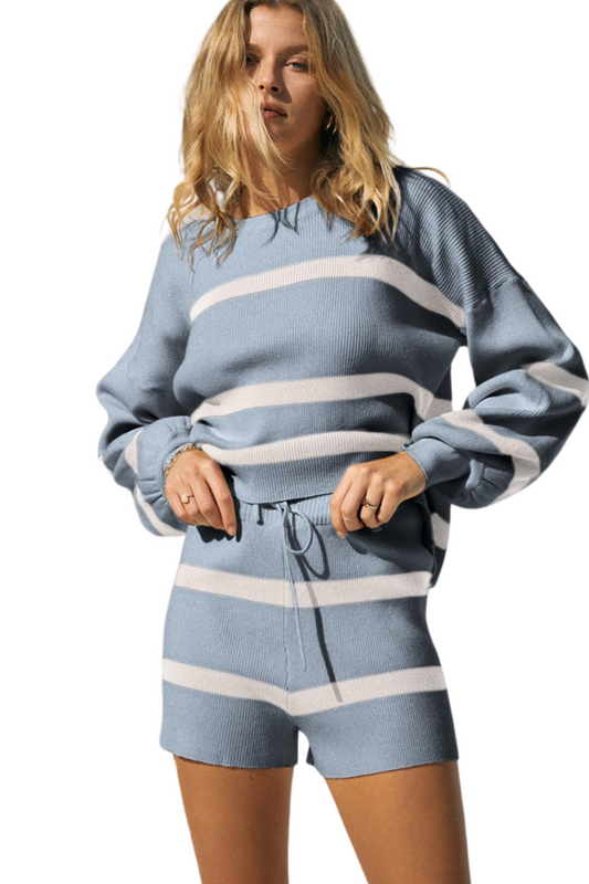 Striped Crew Neck Knit Sweater