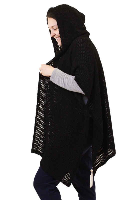 Mesh Style Knit Cover-Up with Hood