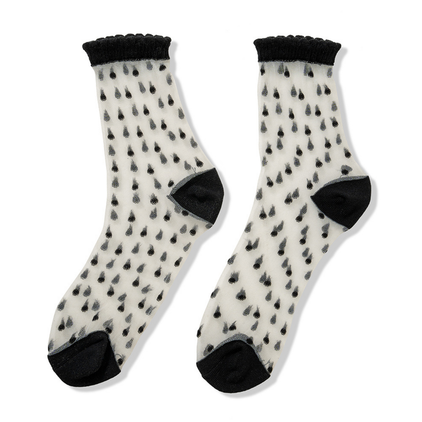 Sheer Polka Dot Mesh Crew Socks