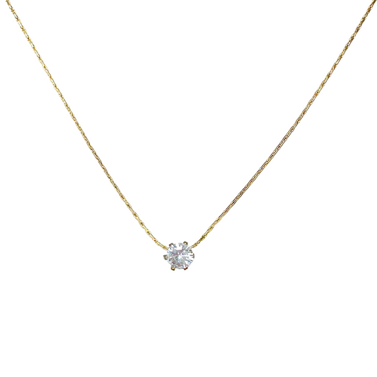 Solitaire CZ on Stainless Steel Gold Chain