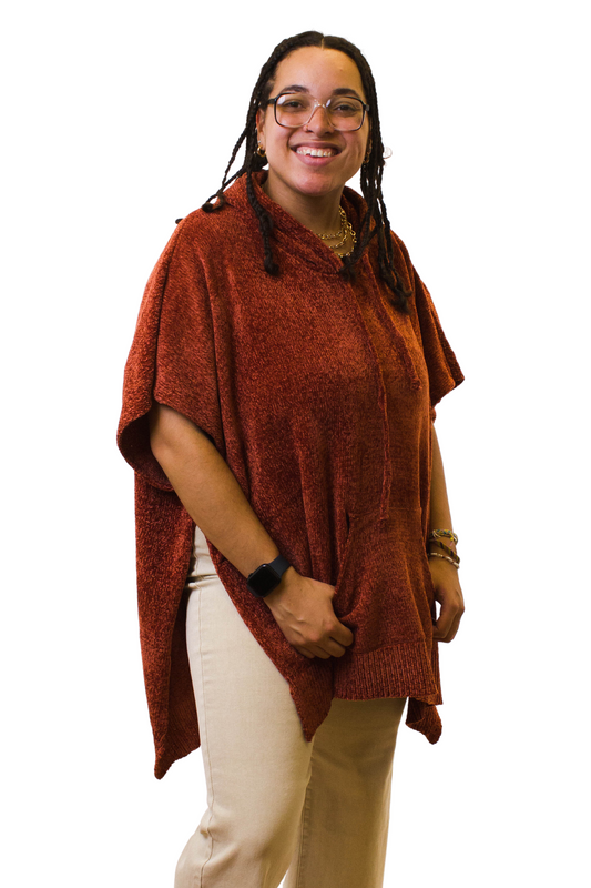 Chenille Poncho with Hood